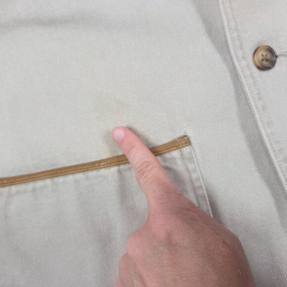 Vtg Sierra Trading Post Jacket Mens Large Beige Canvas Safari Hunting Chore Coat - Picture 15 of 16